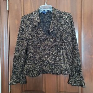 Women's Black and Tan Cardigan Sweater